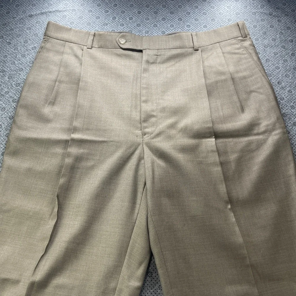 Vintage Brooks Brothers Mens 38x30 Pleated Wool Pants Olive Taupe Cuffed Canada